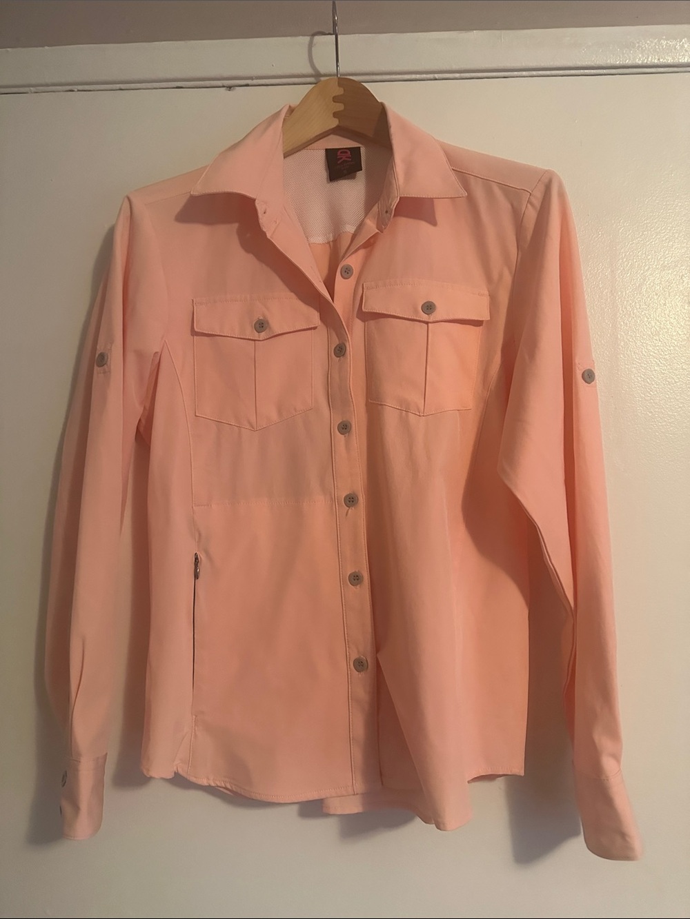 Salmon Button-Front Utility Shirt